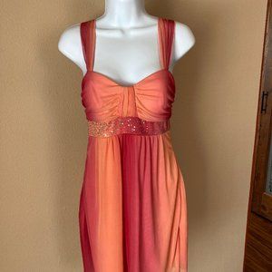 LaBelle Ladies Cocktail / Prom Dress Medium Orange & Red Tones